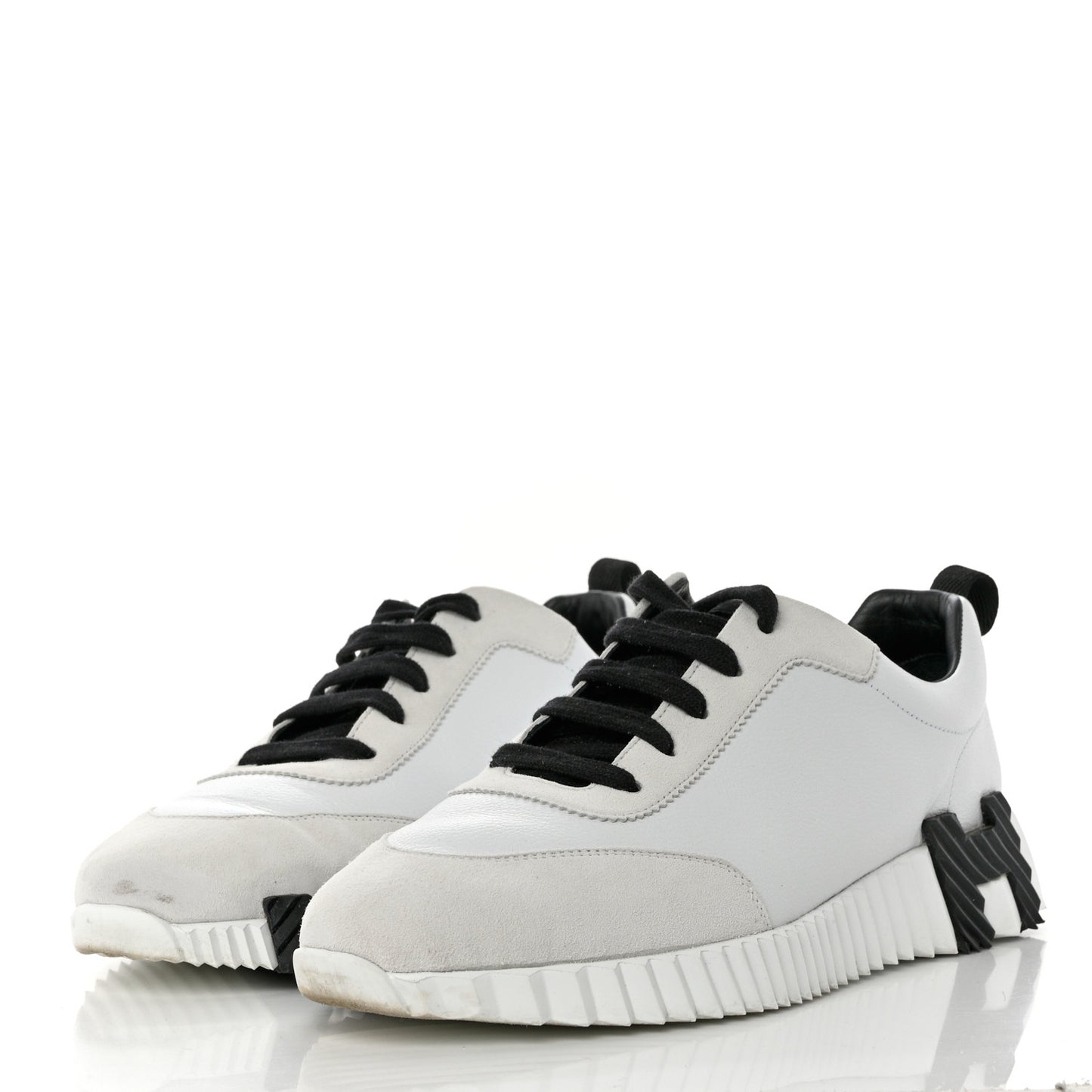 Calfskin Suede Goatskin Bouncing Sneakers 40 White Black