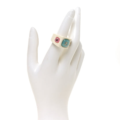 Chanel Glitter Resin CC Ring 53 6.5 White 2 of 4