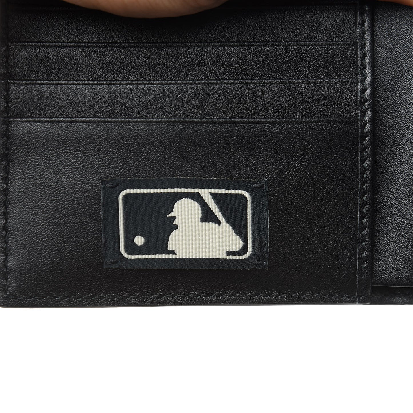 X MLB Guccissima LA Dodgers Embroidered Bi-Fold Wallet Black Green