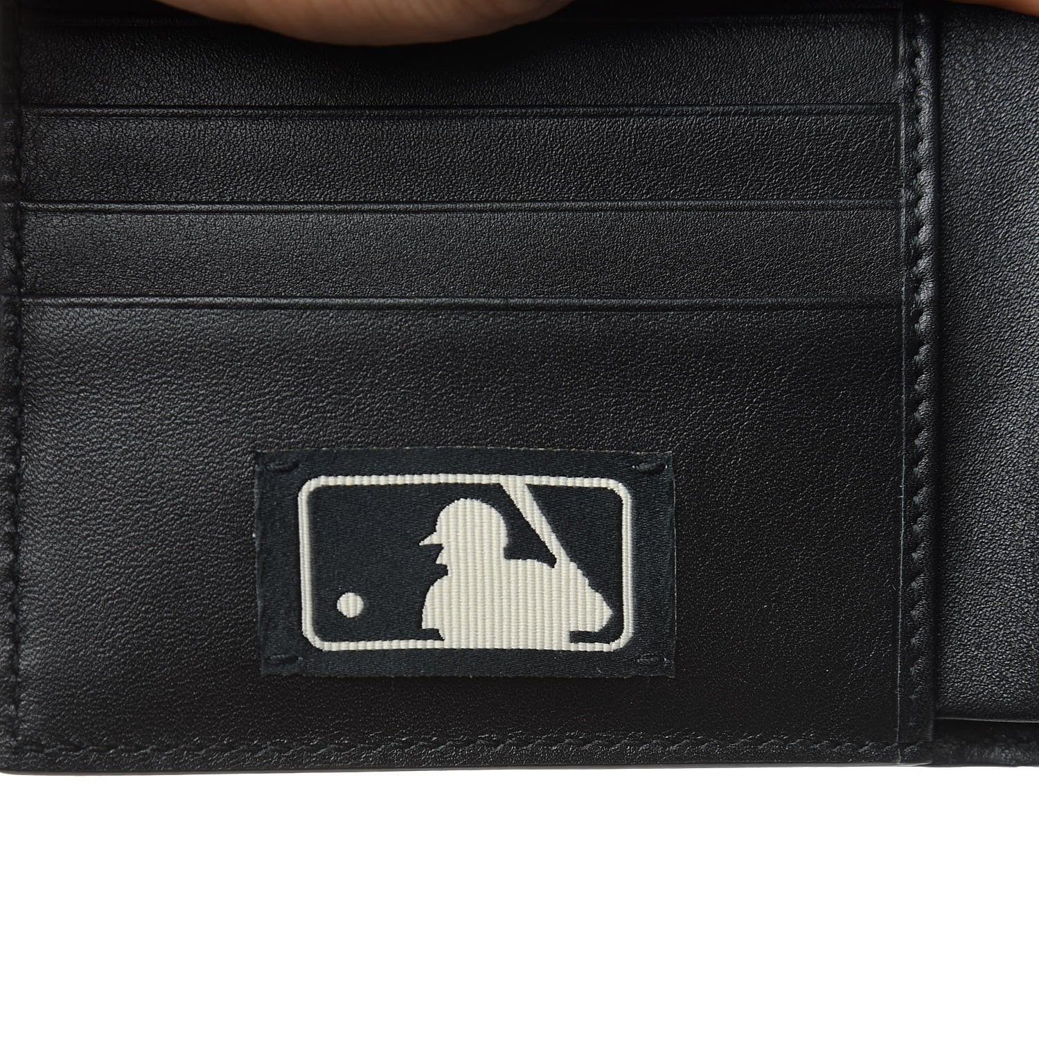 Gucci X MLB Guccissima LA Dodgers Embroidered Bi-Fold Wallet Black Green 7 of 9