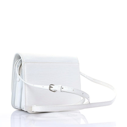 Balenciaga Patent Calfskin Lizard Embossed Tonal B Small B Crossbody Bag White 2 of 11