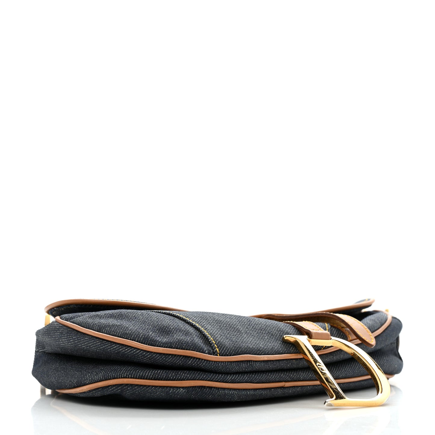 Denim Calfskin Saddle Bag Blue