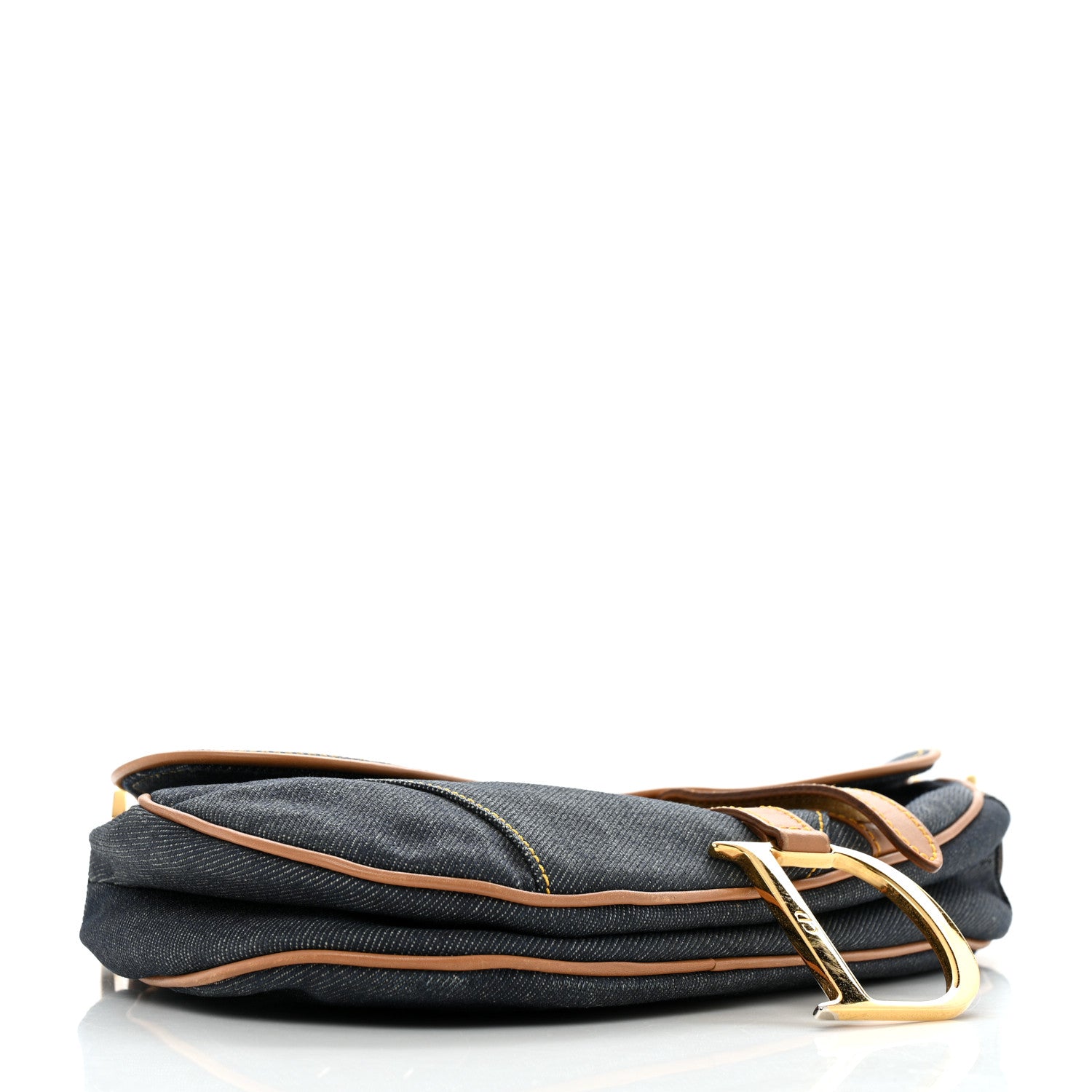 Christian Dior Denim Calfskin Saddle Bag Blue 4 of 13