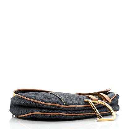 Christian Dior Denim Calfskin Saddle Bag Blue 4 of 13