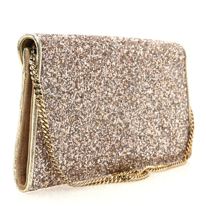 Jimmy Choo Coarse Glitter Margot Clutch Nude 3 of 9