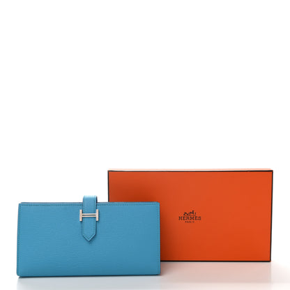 Hermes Chevre Mysore Bearn Gusset Wallet Bleu Azteque 8 of 8