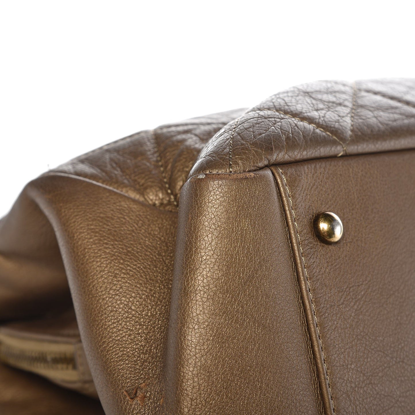 Calfskin Quilted Large CC Crown Tote Gold