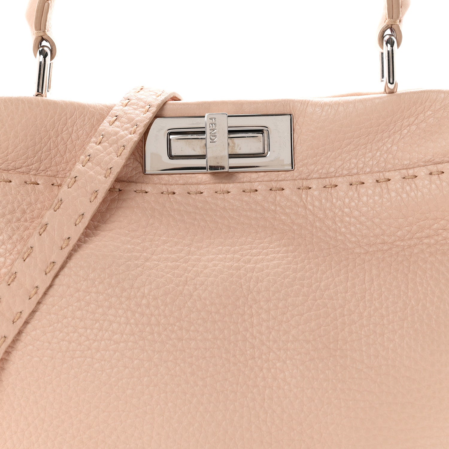 Fendi Cuoio Romano Selleria Bi-Color Medium Peekaboo Iconic Satchel Rosa Plaster Pesca 8 of 10