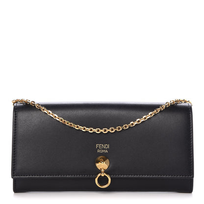 Fendi Vitello Liberty Century Lucido By The Way Continental Wallet On Chain Black 1 of 9