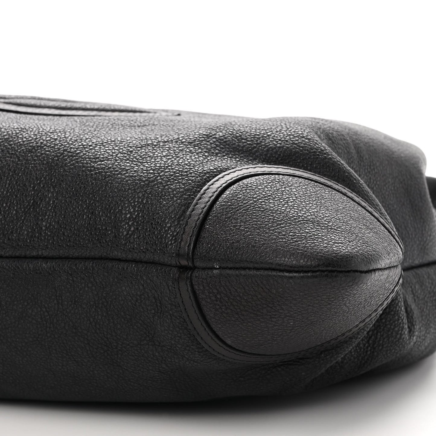 Washed Calfskin Drawstring Tote Black