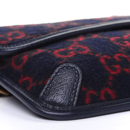 Gucci Covered Wool GG Monogram Slim Belt Bag Navy Red 10 of 12