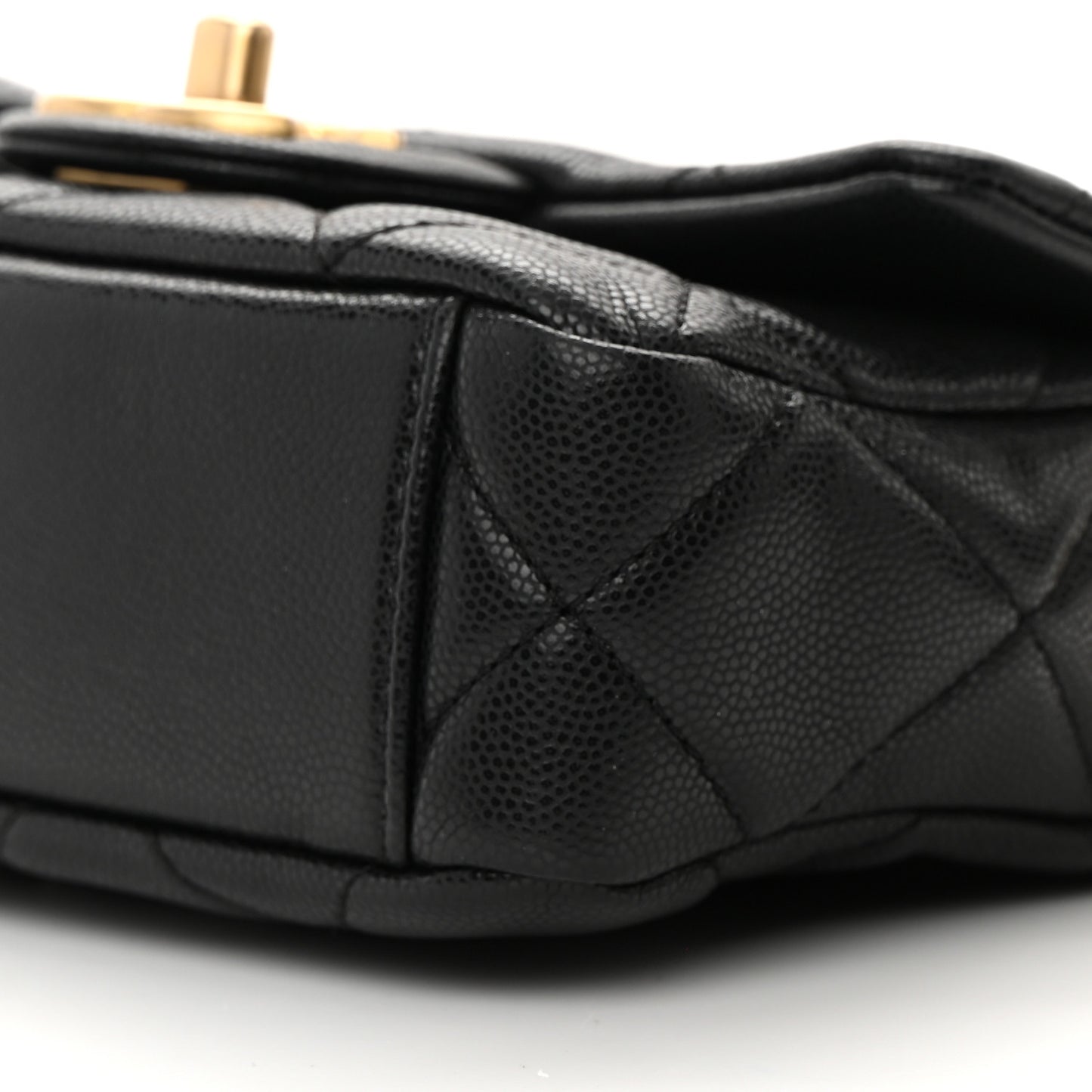 Caviar Quilted Mini Twist Your Buttons Flap Black