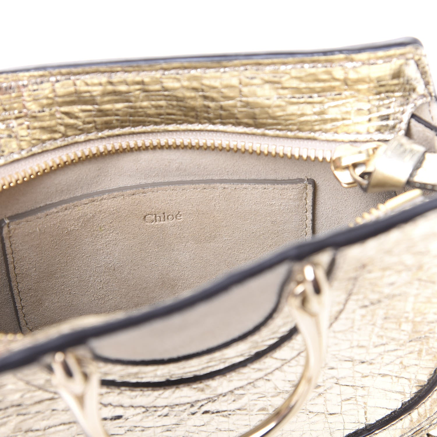Chloe Metallic Calfskin Lambskin Suede Mini Pixie Signature Belt Bag Gold 7 of 10