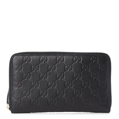 Gucci Guccissima Zip Around Travel Wallet Black 1 of 9