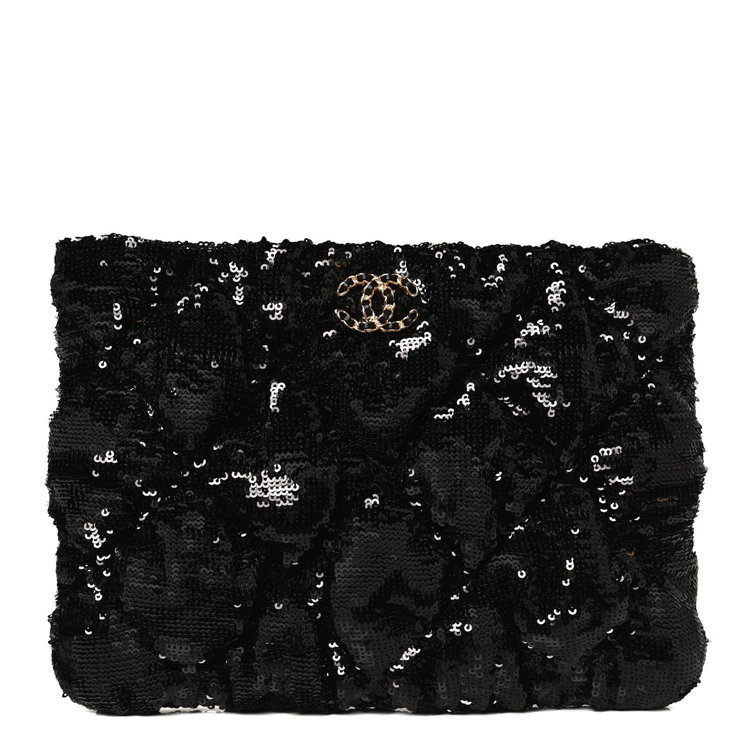 Chanel Sequins Quilted Large Chanel 19 Pouch Black 1 of 12