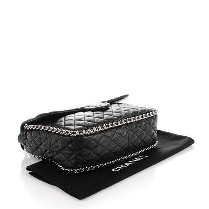 Chanel Crumpled Lambskin Quilted Maxi Chain Around Flap Black 4 of 7
