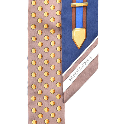 Hermes Silk Grand Tralala Twilly Marron Glacé Marine Gold 2 of 4