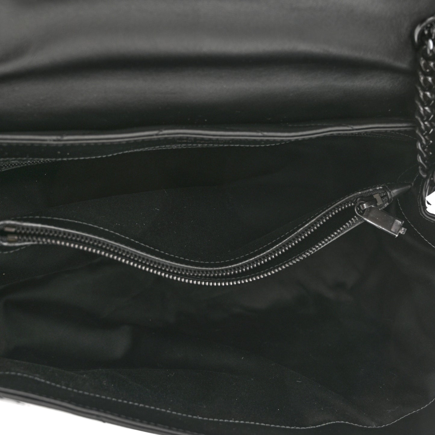 Calfskin Y Quilted Monogram Monochrome Large Loulou Chain Satchel Black