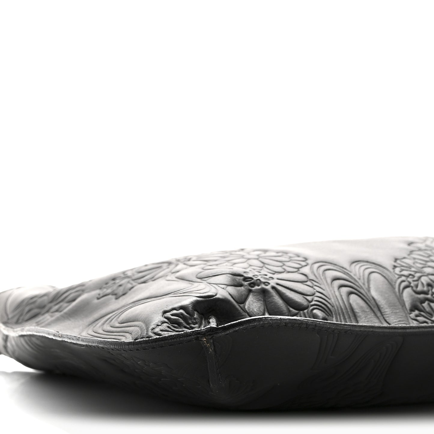 Calfskin Embossed Floral Shoulder Bag Black