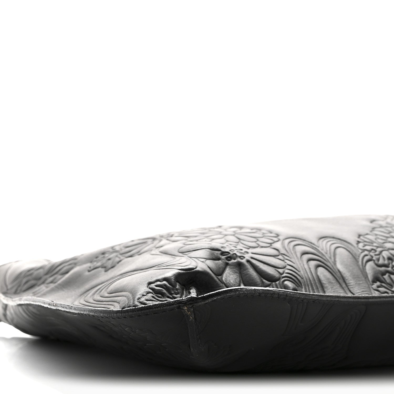 Valentino Garavani Calfskin Embossed Floral Shoulder Bag Black 8 of 9