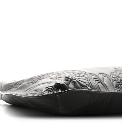 Valentino Garavani Calfskin Embossed Floral Shoulder Bag Black 8 of 9