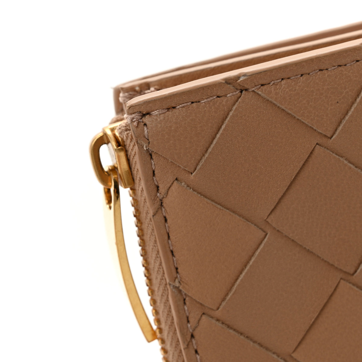 Nappa Intrecciato Small Bi-fold Zip Wallet Porridge