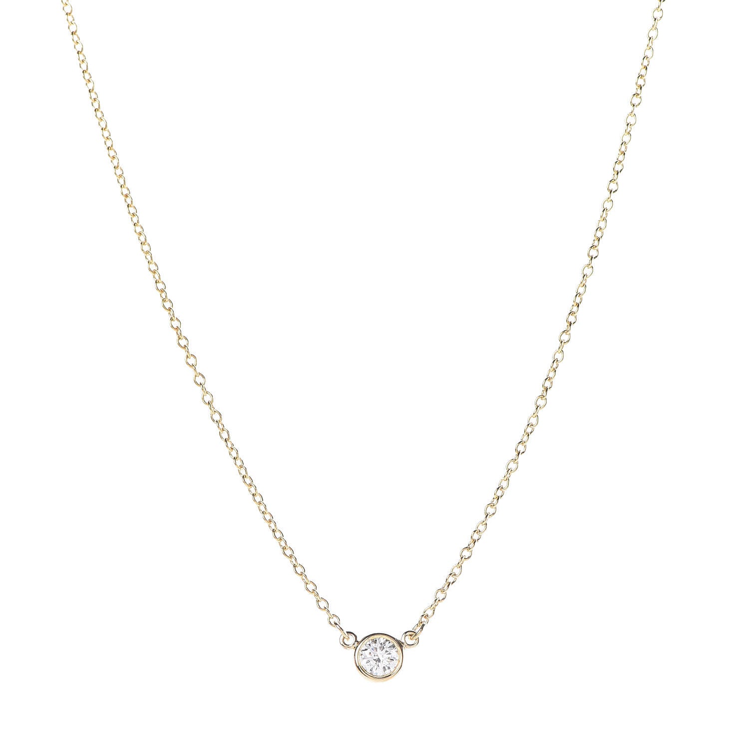 Tiffany 18K Yellow Gold Diamond .12ct Elsa Peretti Diamonds by the Yard Pendant Necklace 1 of 5
