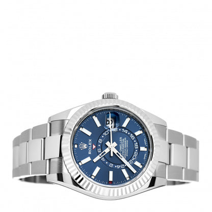 Rolex Stainless Steel 18K White Gold 42mm Oyster Perpetual Sky-Dweller Watch Bright Blue 326934 2 of 5