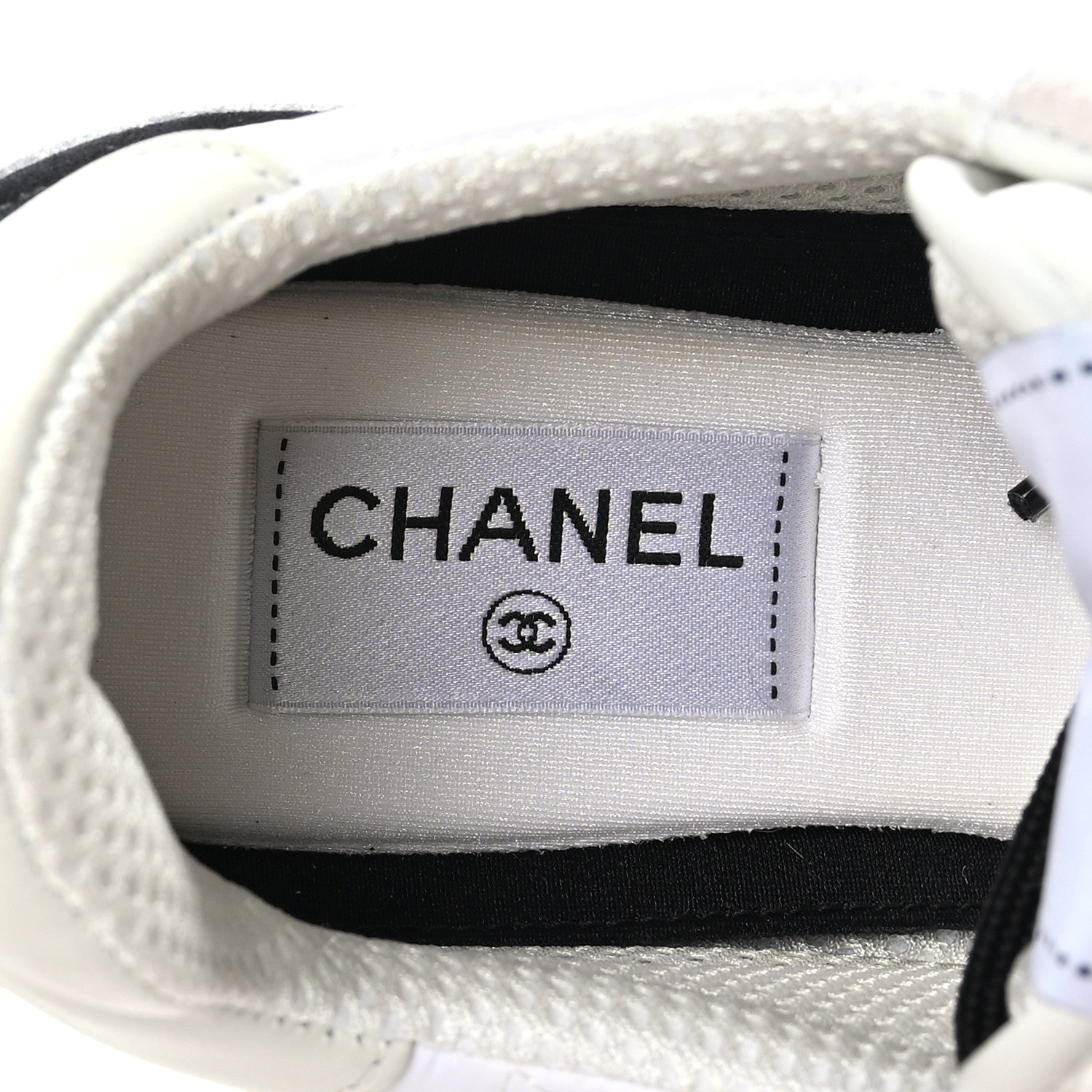 Chanel Suede Fabric Calfskin Womens CC Sneakers 38.5 White Light Gray 8 of 8