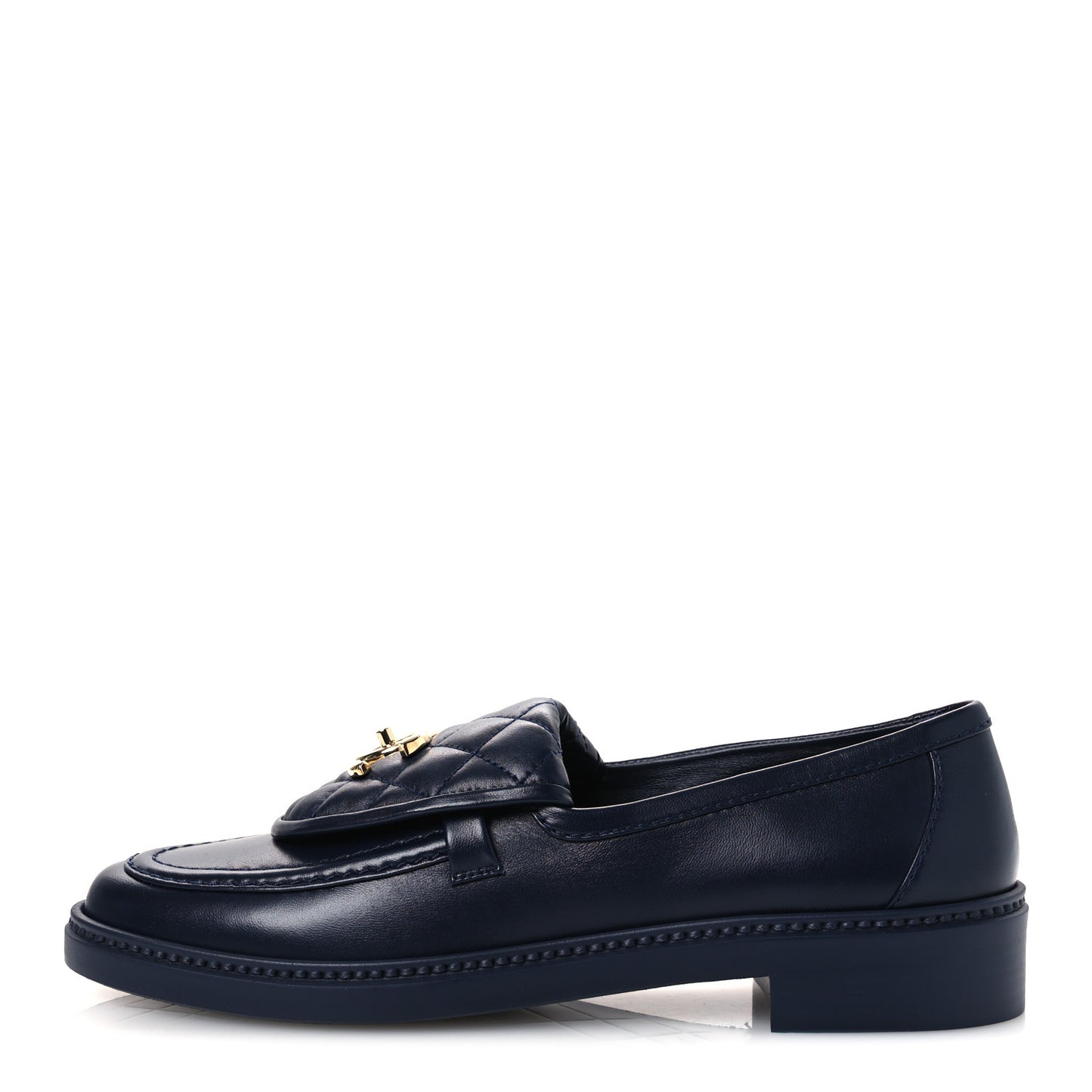 Lambskin Quilted CC Turnlock Loafers 39 Navy