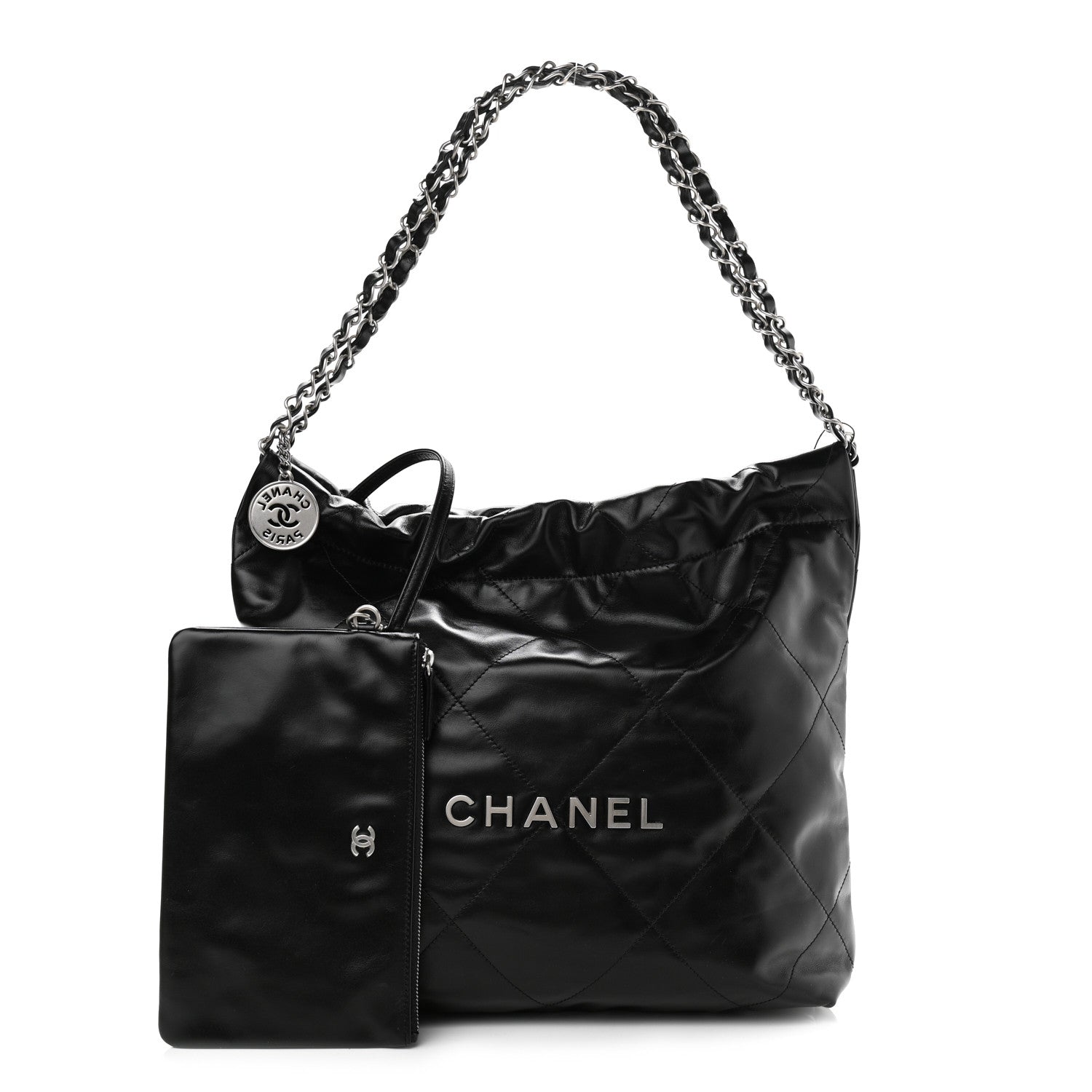 Chanel Shiny Calfskin Quilted Small Chanel 22 Black 1 of 11