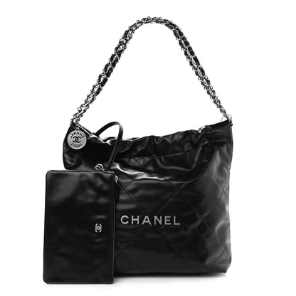 Chanel Shiny Calfskin Quilted Small Chanel 22 Black 1 of 11