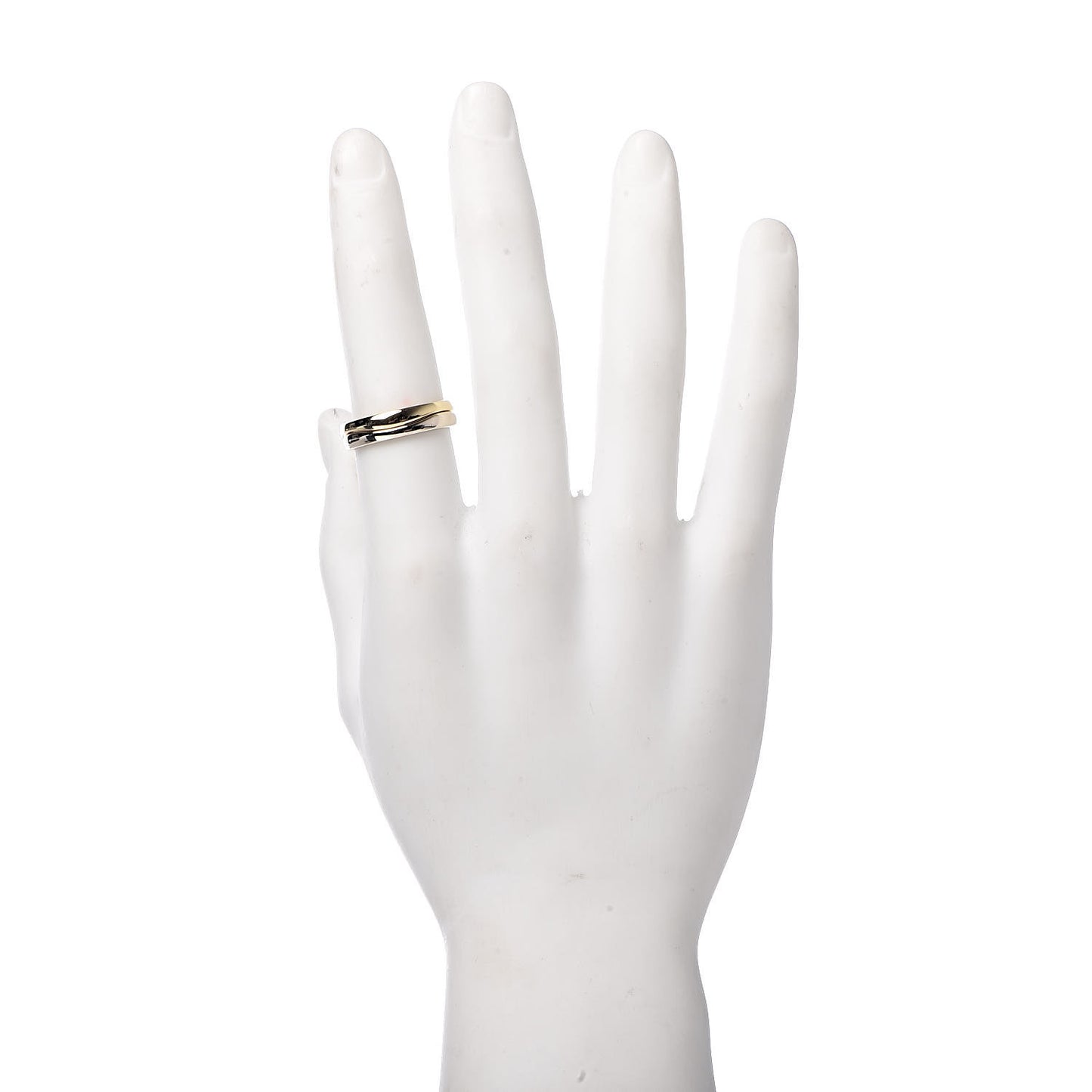 18K Yellow White Gold Wave Double Ring 62 10
