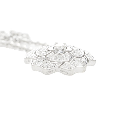 Chanel 18K White Gold Diamond Bouton de Camelia Pendant Necklace 5 of 6