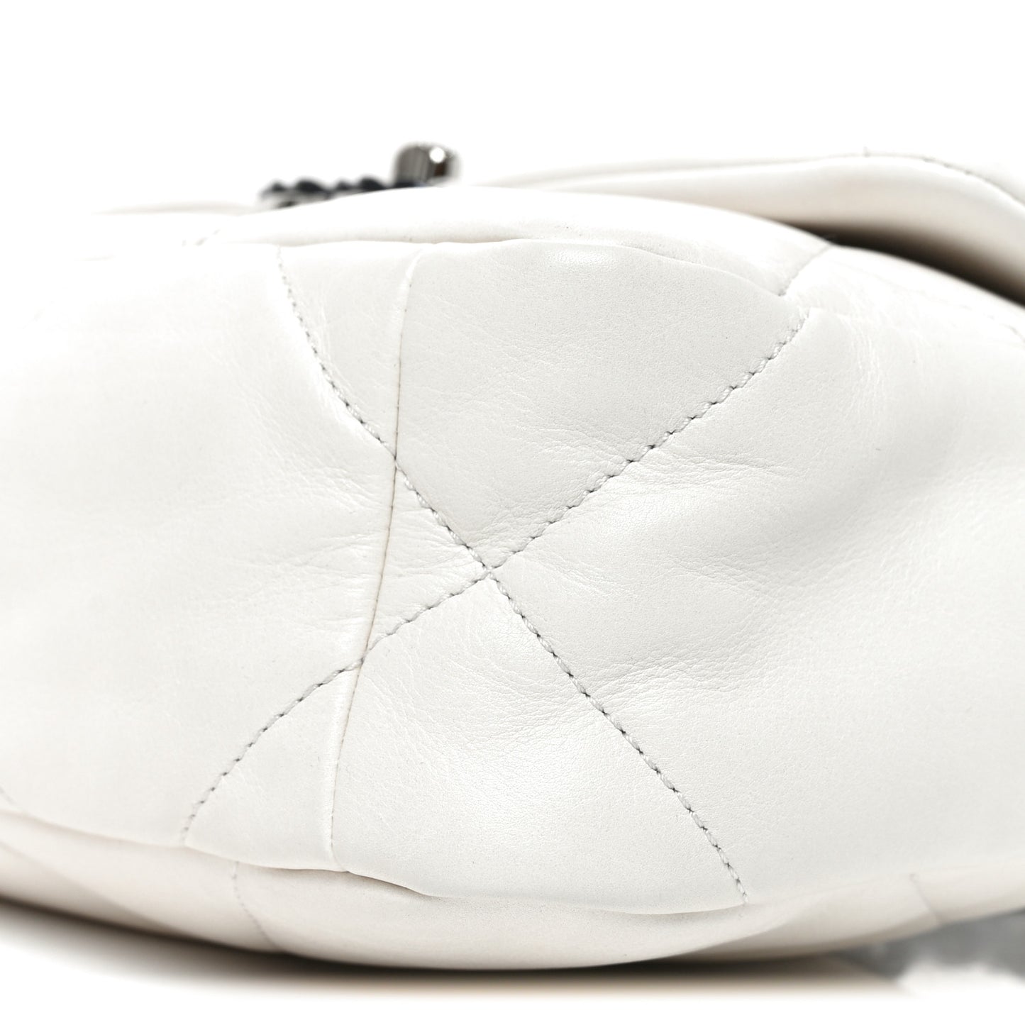 Glossy Calfskin Quilted Medium Chanel 19 Flap White Black