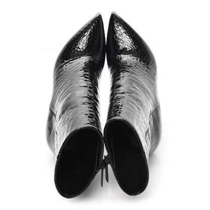 Saint Laurent Alligator Embossed Patent Calfskin Opyum 110 Ankle Boots 36.5 Black 2 of 10