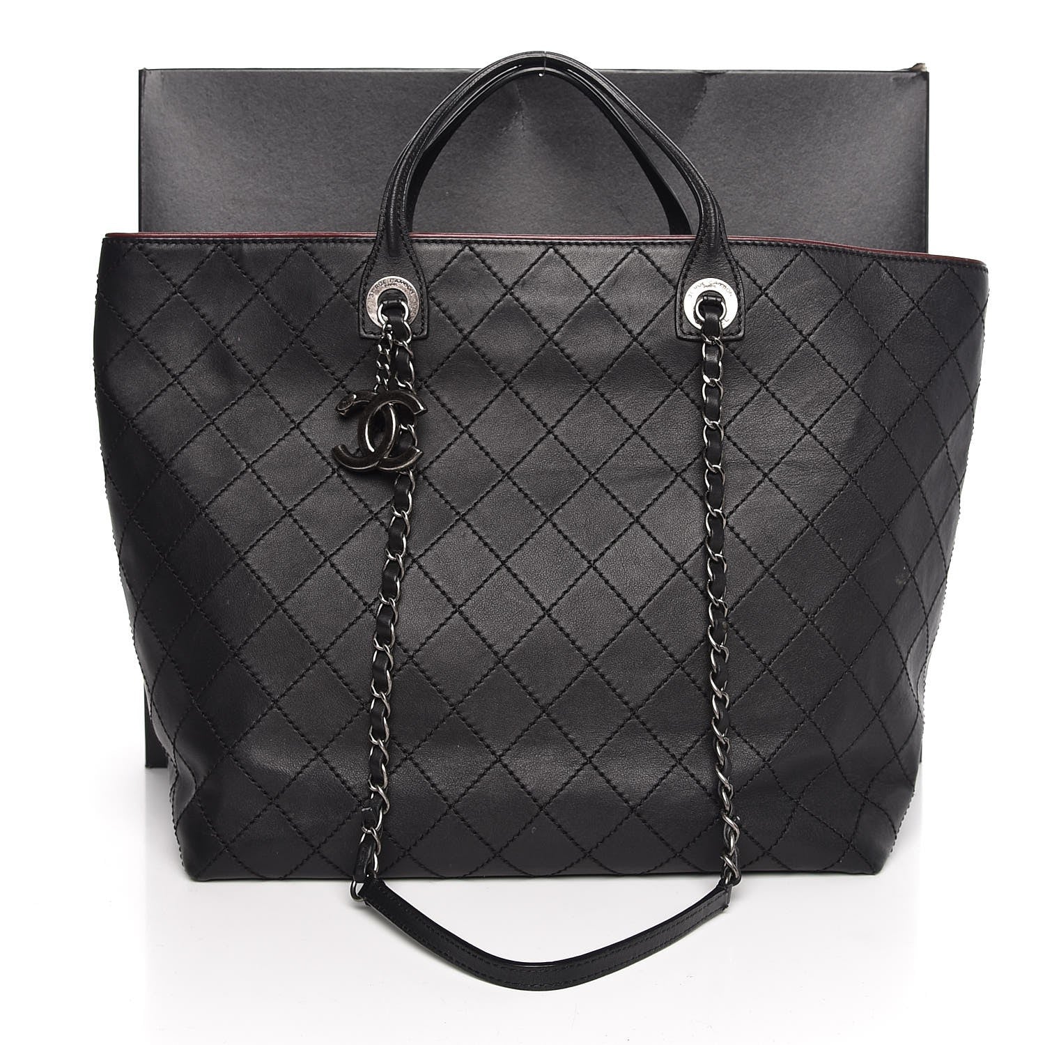 Chanel Calfskin Stitched Large Shopping Tote Black 9 of 9