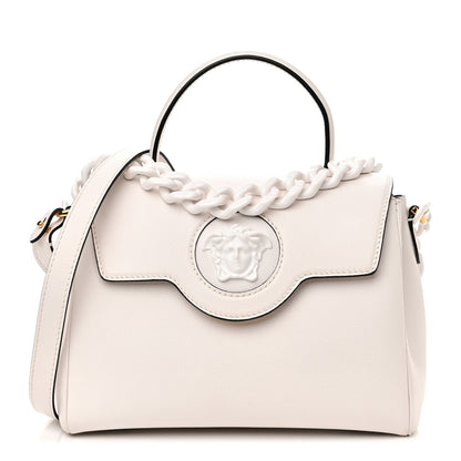 Versace Calfskin Medium La Medusa Top Handle Handbag Optical White 1 of 11