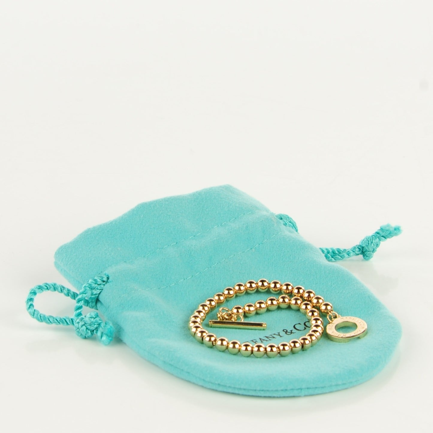 18K Yellow Gold 4mm Beads Toggle Bracelet