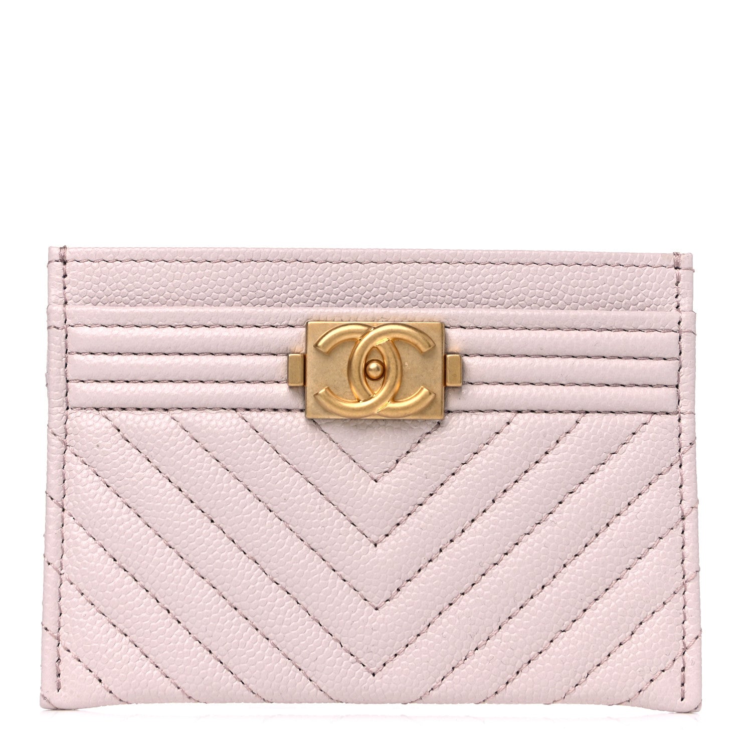 Chanel Caviar Quilted Chevron Boy Card Holder Light Purple 1 of 12