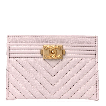 Chanel Caviar Quilted Chevron Boy Card Holder Light Purple 1 of 12