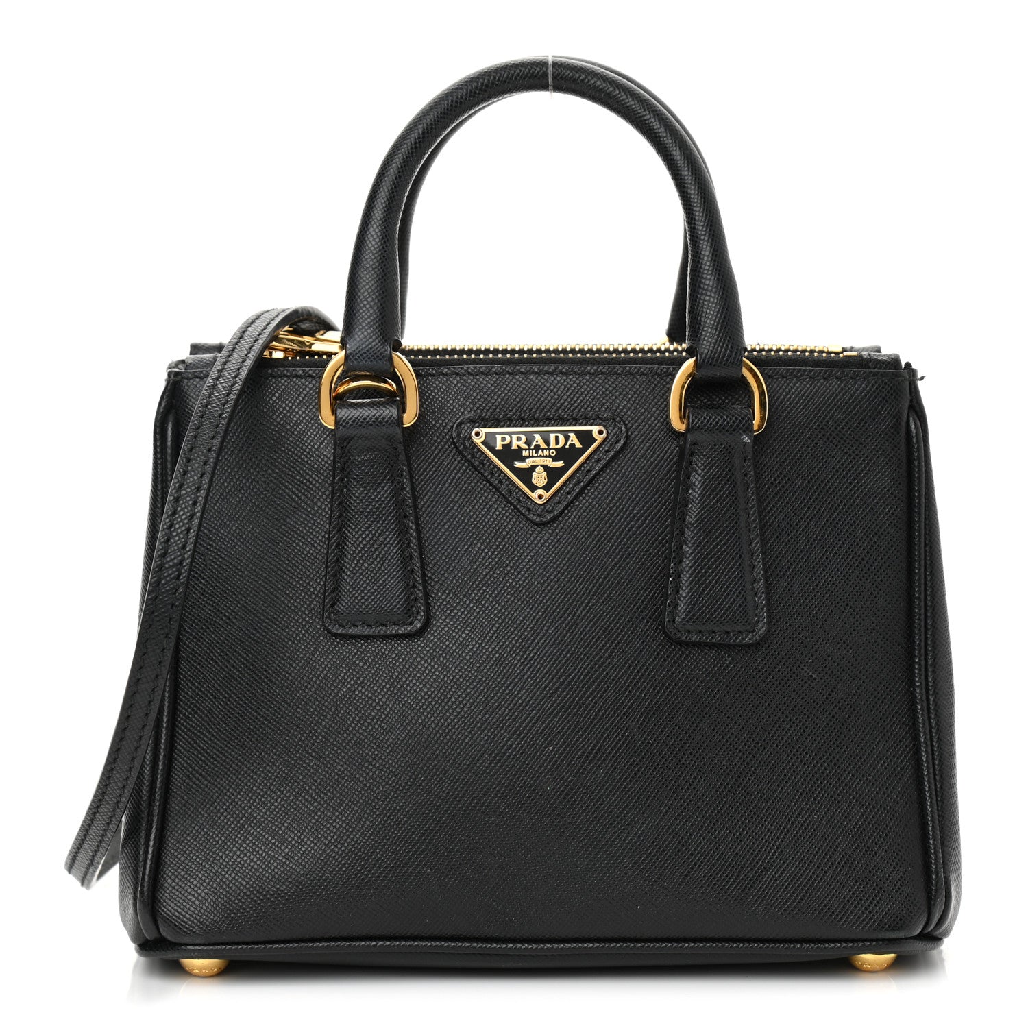 Prada Saffiano Mini Galleria Double Zip Tote Black 1 of 11