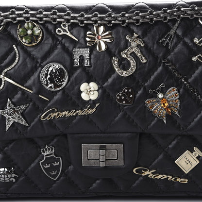 Chanel Aged Calfskin Lucky Charms 2.55 Reissue 225 Flap Black 4 of 10