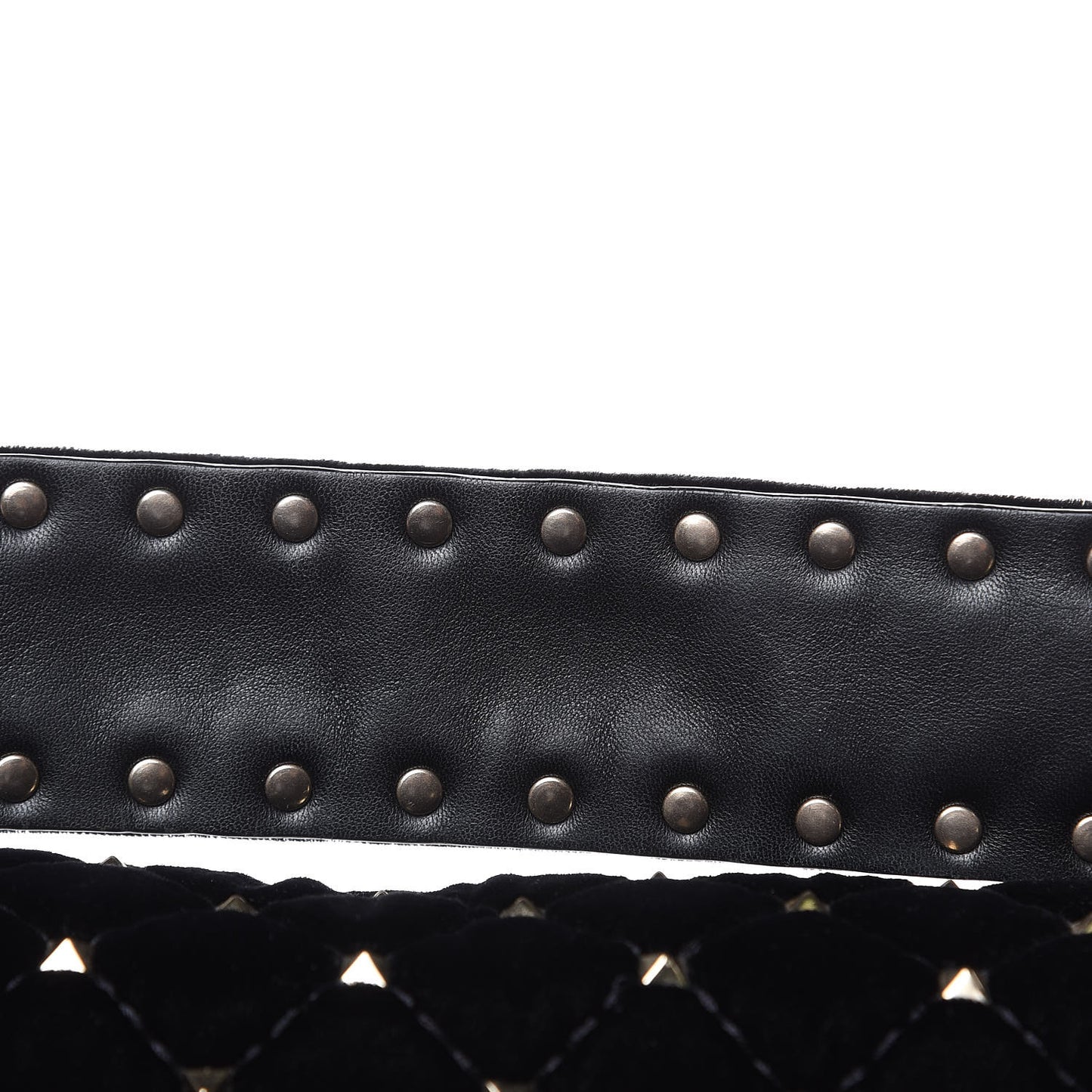 Velvet Medium Rockstud Spike Shoulder Bag Black