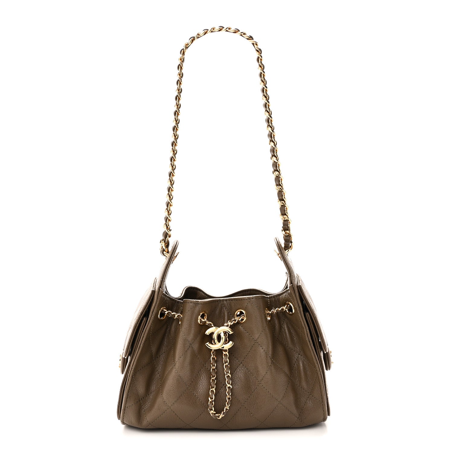 Chanel Caviar Quilted Mini Chanel 25 Handbag Dark Khaki 1 of 10