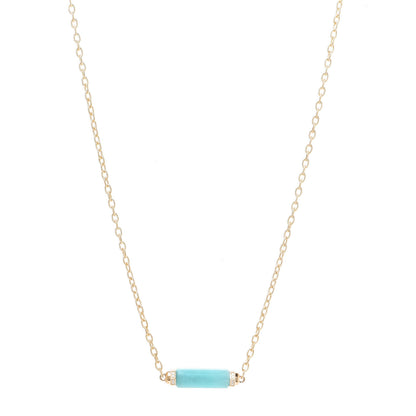 David Yurman 18K Yellow Gold Diamond Amazonite Barrels Pendant Necklace 1 of 5