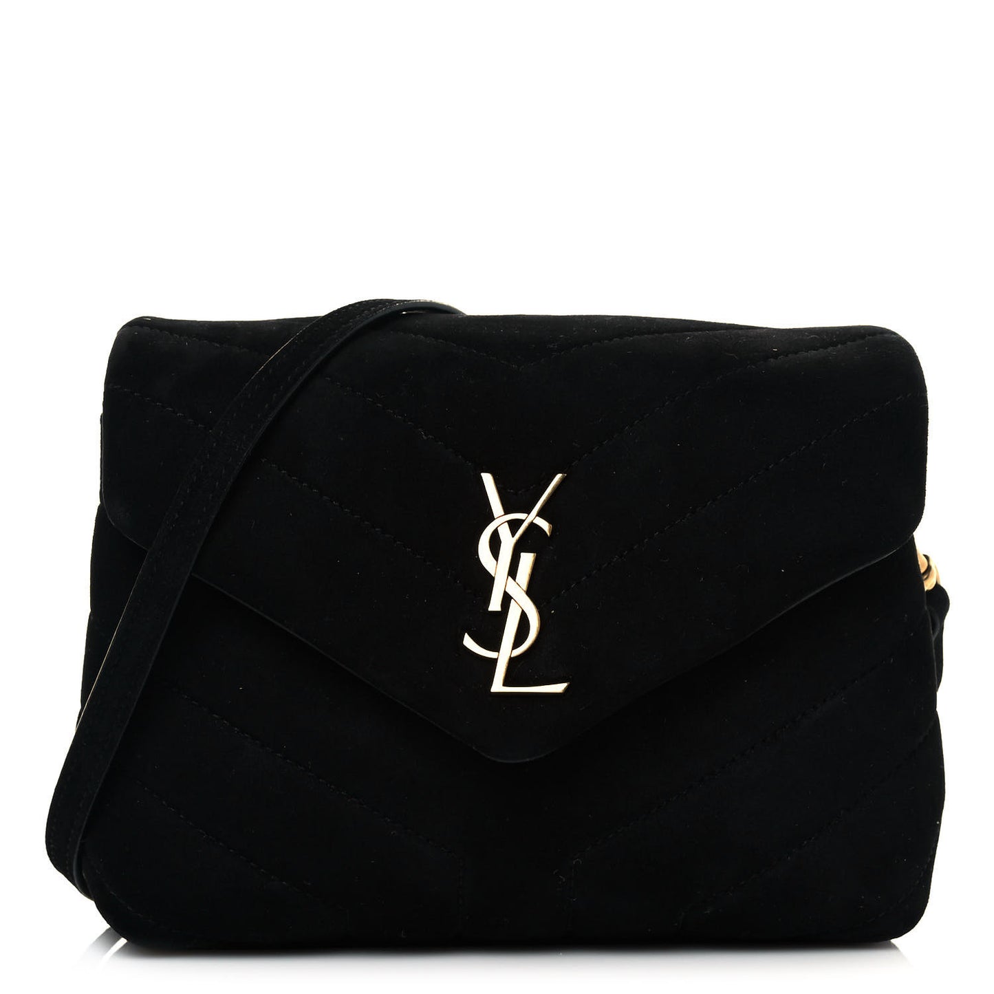 Suede Y Quilted Monogram Toy Loulou Crossbody Bag Black