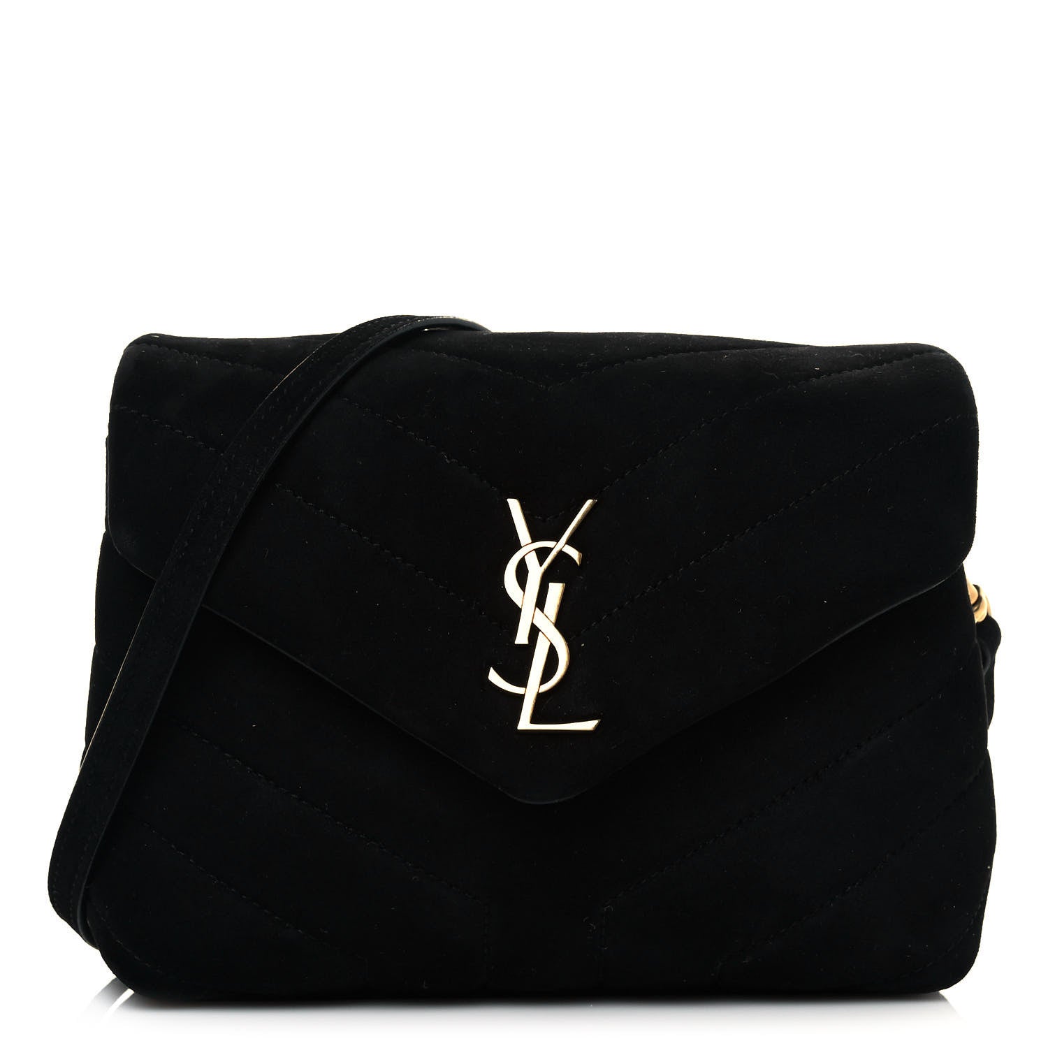 Saint Laurent Suede Y Quilted Monogram Toy Loulou Crossbody Bag Black 1 of 9