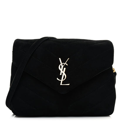 Saint Laurent Suede Y Quilted Monogram Toy Loulou Crossbody Bag Black 1 of 9