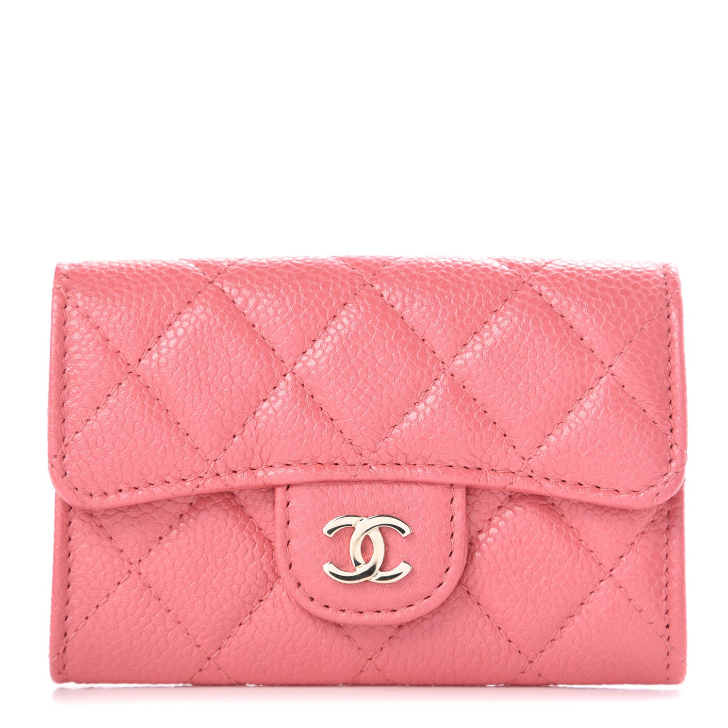 Chanel Metallic Caviar Quilted Flap Card Holder Pink 1 of 9
